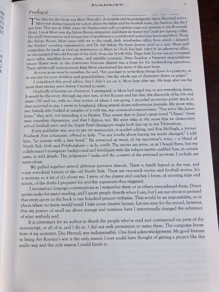 AUTOGRAPHED Ruanaidh : Story of Art Rooney & His Clan BY Art Rooney Jr HARDCOVER - Thumbnail 9