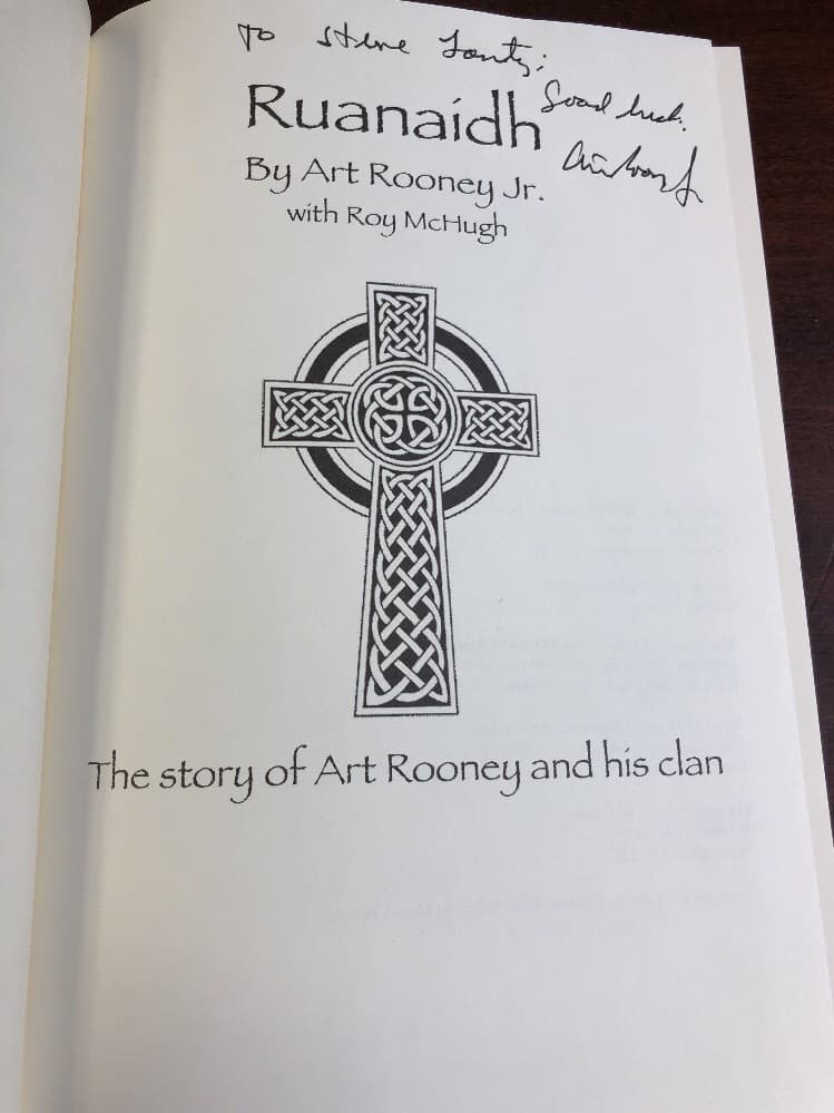 AUTOGRAPHED Ruanaidh : Story of Art Rooney & His Clan BY Art Rooney Jr HARDCOVER - Image 1