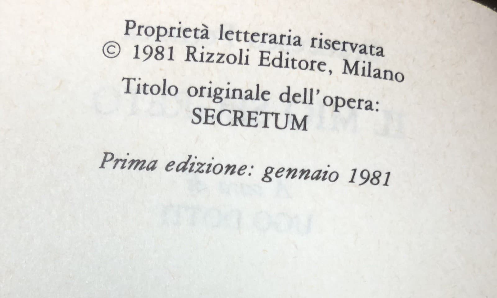 Il Mio Segreto (Italian language edition) 1981 Hardcover - Thumbnail 3