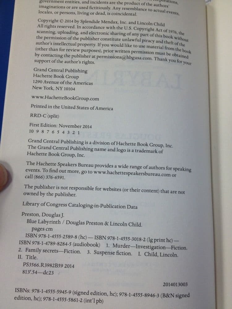 BLUE LABYRINTH & CRIMSON SHORE Preston / Child SIGNED 1st ed. Agent Pendergast - Thumbnail 4
