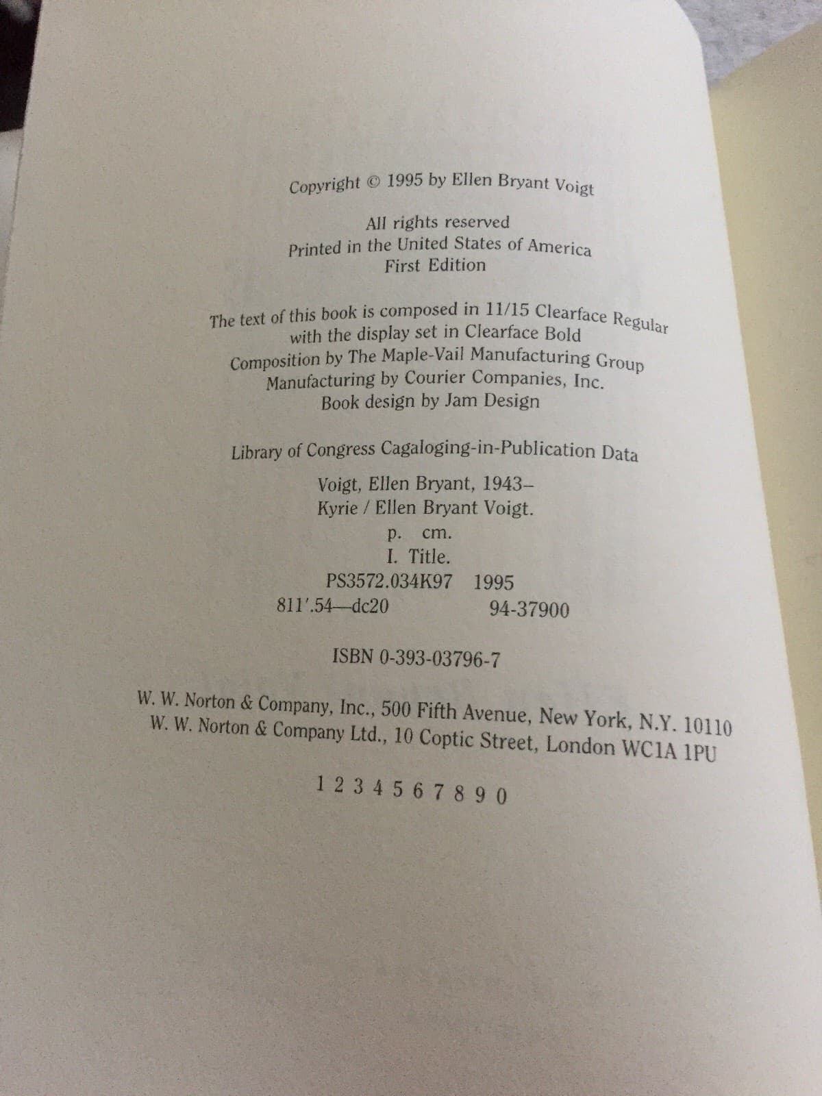 Kyrie: Poems by Ellen Bryant voigt 1st ed hc - Thumbnail 3