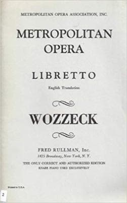 Wozzeck ; Opera in 3 acts ; Libretto - Image 1
