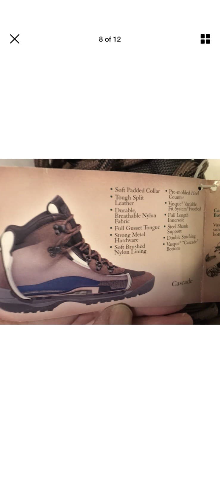 Rare Vasque 7201 Cascade Variable Fit System Hiking Boots SZ 8.5 Mens - Thumbnail 10