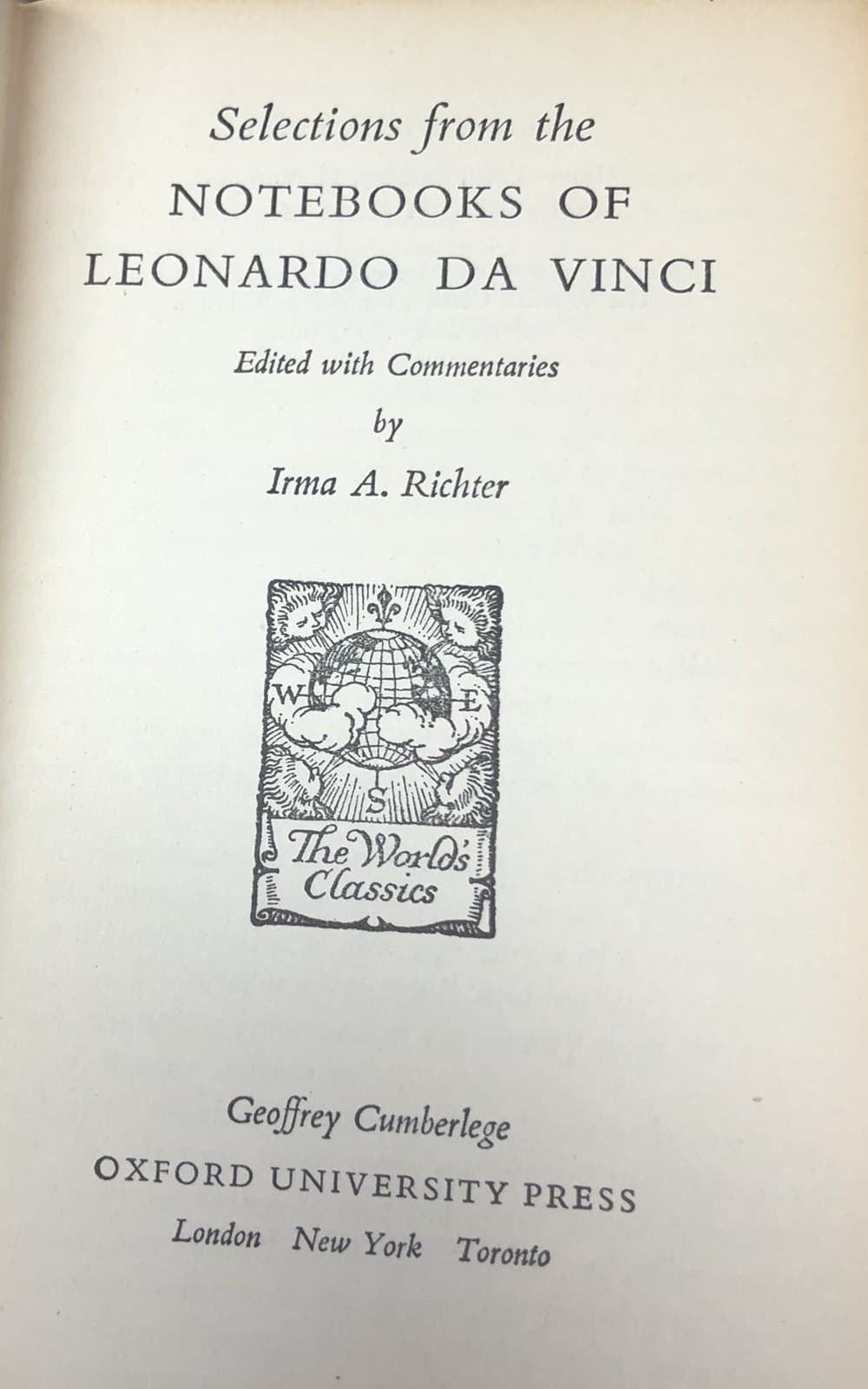 Selections From the Notebooks of Leonardo Da Vinci 1953 Hardcover - Thumbnail 3