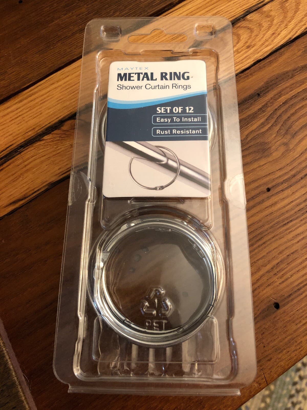 MAYTEX METAL SHOWER CURTAIN RING SET OF 12 EASY TO INSTALL RUST RESISTANT - Image 1