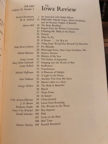 The Iowa Review Volume Nineteen Number Three 1989 - Thumbnail 2