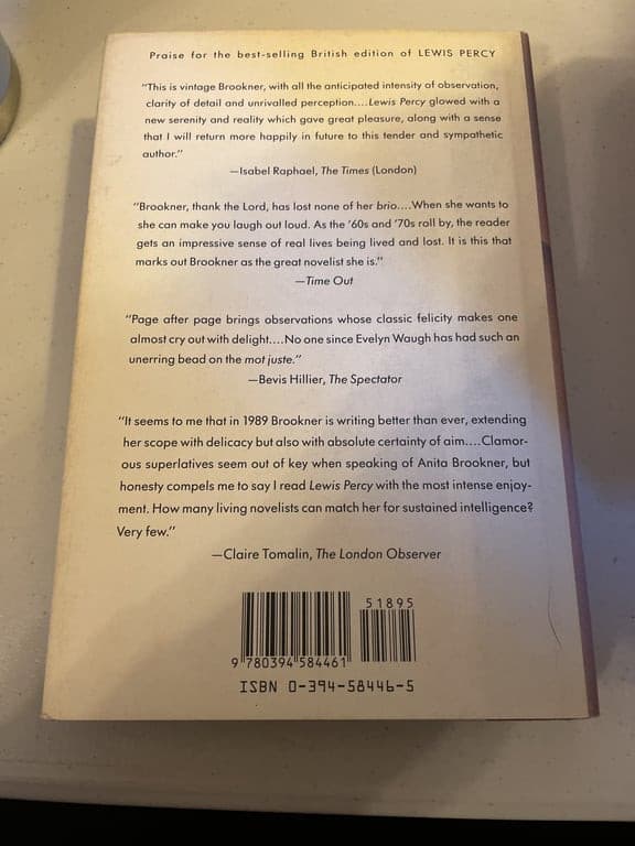 LEWIS PERCY: Brookner, Anita: 1st edition hardcover - Thumbnail 2