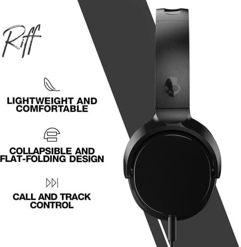 Skullcandy Riff Wired On-Ear Headphones (S5PXW-L003) - Black - NEW - Thumbnail 8
