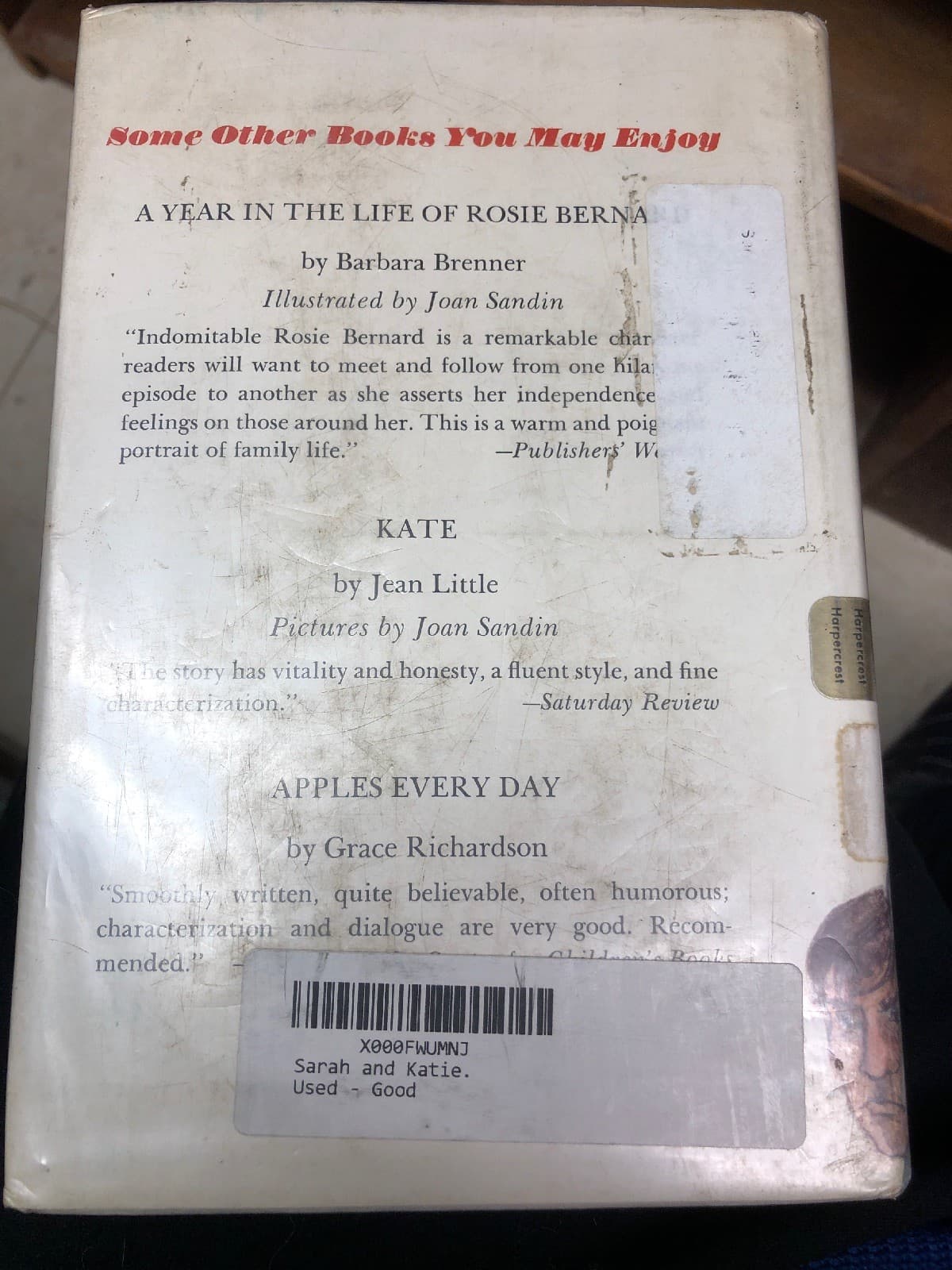 1st Edition Hardcover Sarah and Katie By Dori White - Thumbnail 2