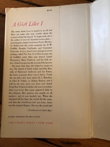 A Girl Like I: an autobiography by Anita Loos 1st edition in nice jacket 1966 - Thumbnail 3