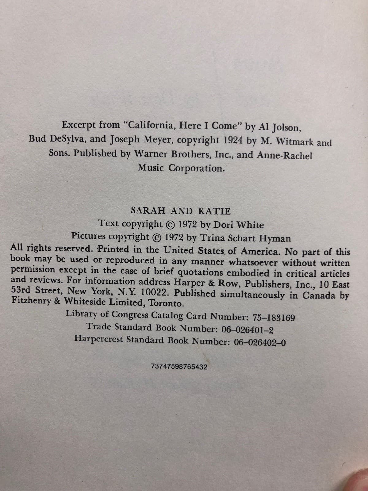 1st Edition Hardcover Sarah and Katie By Dori White - Thumbnail 4