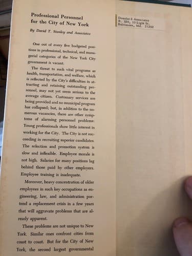 Professional Personnel for the City of New York hardcover 1963 1st Edition - Thumbnail 2
