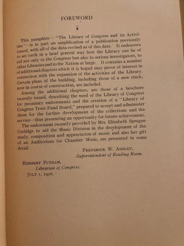 The Library of Congress and its Activities 1926 softcover - Thumbnail 3