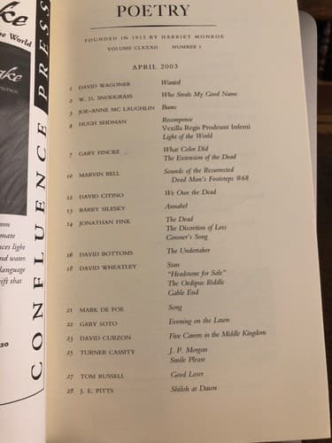 POETRY VOLUME CLXXXII [182] NUMBER 1 APRIL 2003 - Thumbnail 2