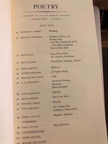 Poetry Magazine, May 2002 (Vol CLXXX, No 2) - Thumbnail 2