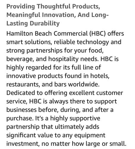 Hamilton Beach Commercial HBF600 Culinary Blender 3HP Expeditor High Performance - Thumbnail 10