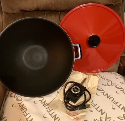 Vintage West Bend Electric Wok Red Model 5109 Open Box - Thumbnail 6