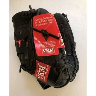 VKM Pro Player V Model Full Grain Leather Baseball Glove Black INSTA-A-JUST - Image 1