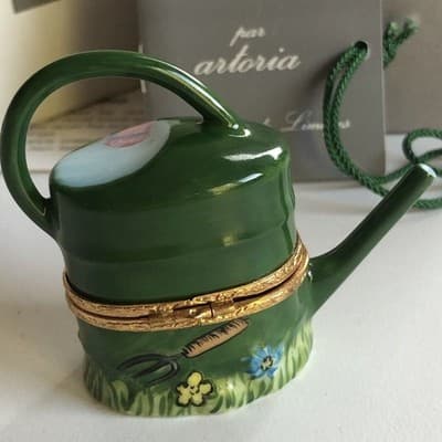 Artoria Limoges Porcelain Water Can Trinket Box Hand Paint Snail Garden Artoria - Thumbnail 6