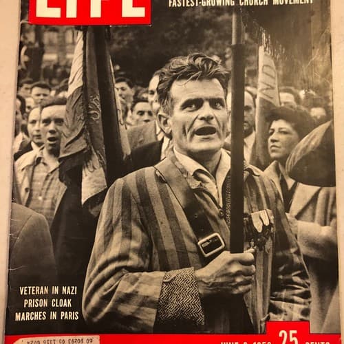 June 9, 1958 LIFE Magazine, veteran in a Nazi prison cloak participating in a m - Image 1