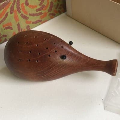 Vintage MCM Wooden Hedgehog Toothpick Holder with Original Box and Picks - Thumbnail 2