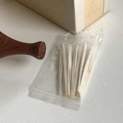 Vintage MCM Wooden Hedgehog Toothpick Holder with Original Box and Picks - Thumbnail 3