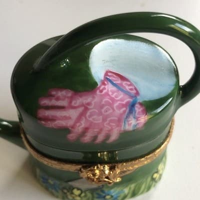 Artoria Limoges Porcelain Water Can Trinket Box Hand Paint Snail Garden Artoria - Thumbnail 5