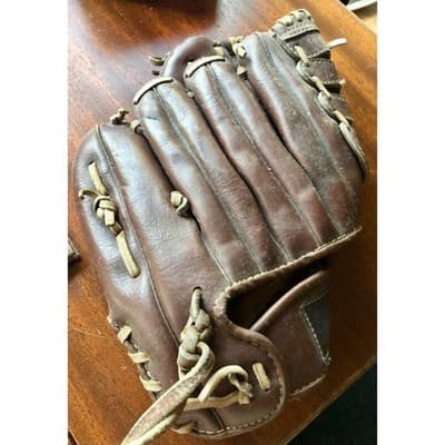 Kids Brown Leather Baseball Glove Youth Catcher Mitt Infield Outfield - Thumbnail 3
