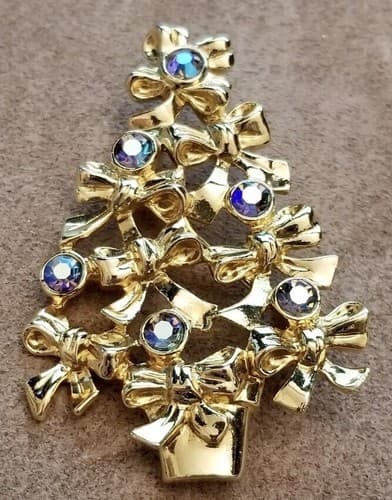 Vintage Avon Rhinestone Christmas Tree Brooch - Thumbnail 3