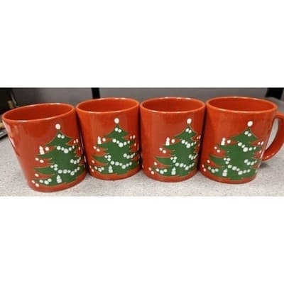 ONE Vintage Waechtersbach W Germany Christmas Tree Mugs Red Ceramic - Thumbnail 2