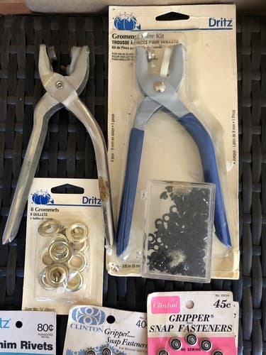 Lot 2 Vintage 3/8” 9mm Grommet Pliers Snap Fasteners Accessories & Eyelets Kit - Thumbnail 3