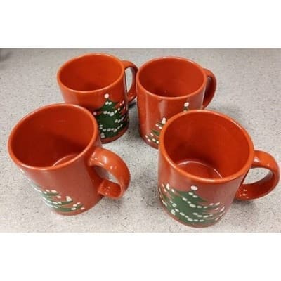 ONE Vintage Waechtersbach W Germany Christmas Tree Mugs Red Ceramic - Thumbnail 4