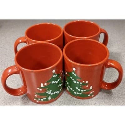ONE Vintage Waechtersbach W Germany Christmas Tree Mugs Red Ceramic - Thumbnail 3