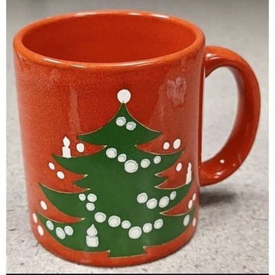 ONE Vintage Waechtersbach W Germany Christmas Tree Mugs Red Ceramic - Thumbnail 5