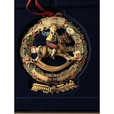 White House Historical Association Christmas Ornament 2003 Rocking Horse Train - Image 1