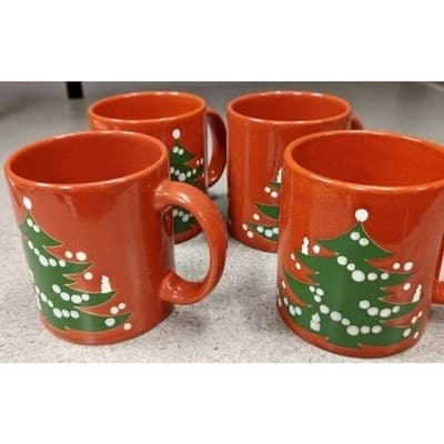 ONE Vintage Waechtersbach W Germany Christmas Tree Mugs Red Ceramic - Image 1