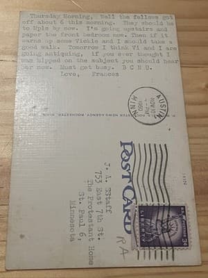 City Hall Rochester MN Postcard Posted 1960 Linen Texture Statue of Liberty 3c - Thumbnail 2