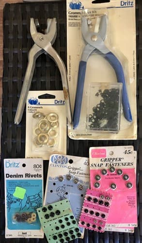 Lot 2 Vintage 3/8” 9mm Grommet Pliers Snap Fasteners Accessories & Eyelets Kit - Image 1