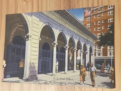 U.S. Post Office St Petersburg Florida Postcard P-150 Vintage Used 3c Stamp - Image 1