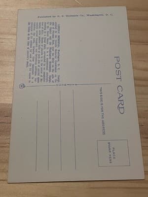 Lincoln Memorial Postcard B S Reynolds Co Washington DC Unposted Linen Blue - Thumbnail 2