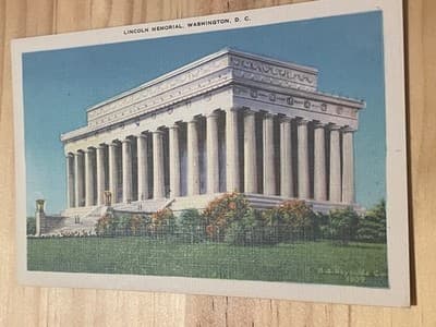 Lincoln Memorial Postcard B S Reynolds Co Washington DC Unposted Linen Blue - Image 1