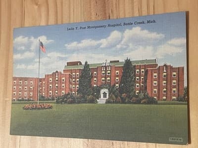 Leila Y Post Montgomery Hospital Postcard Battle Creek MI Curteich Art-Colortone - Image 1
