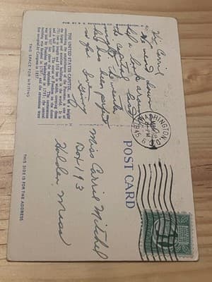 Vintage Postcard US Capitol Night Scene Washington DC Postmarked 1945 Linen - Thumbnail 2