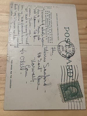 Vintage 1916 Postcard New Union Station Worcester MA Train Station Postmarked - Thumbnail 2
