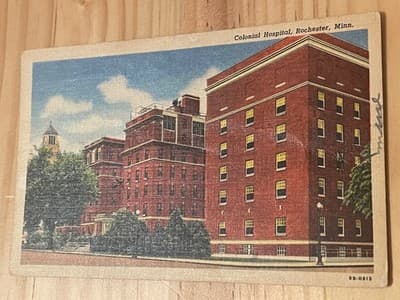 Curteich Colonial Hospital Rochester Minn Linen Postcard Postmarked Handwritten - Image 1