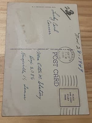 East Intermediate School Postcard Jackson MI 1949 Curteich Postmarked Vintage - Thumbnail 2