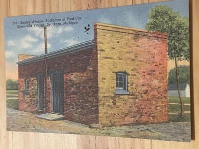 Curteich Postcard Bagley Ave Birthplace of Ford Car Dearborn Michigan 1947 - Image 1