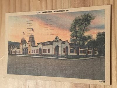 Cadle Tabernacle Indianapolis Vintage Linen Postcard 41946 Postmarked 1957 Rare - Image 1