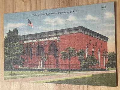 Phillipsburg NJ United States Post Office Postcard Meade Greeting Co PH-2 Linen - Image 1