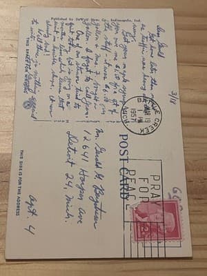 Cadle Tabernacle Indianapolis Vintage Linen Postcard 41946 Postmarked 1957 Rare - Thumbnail 2